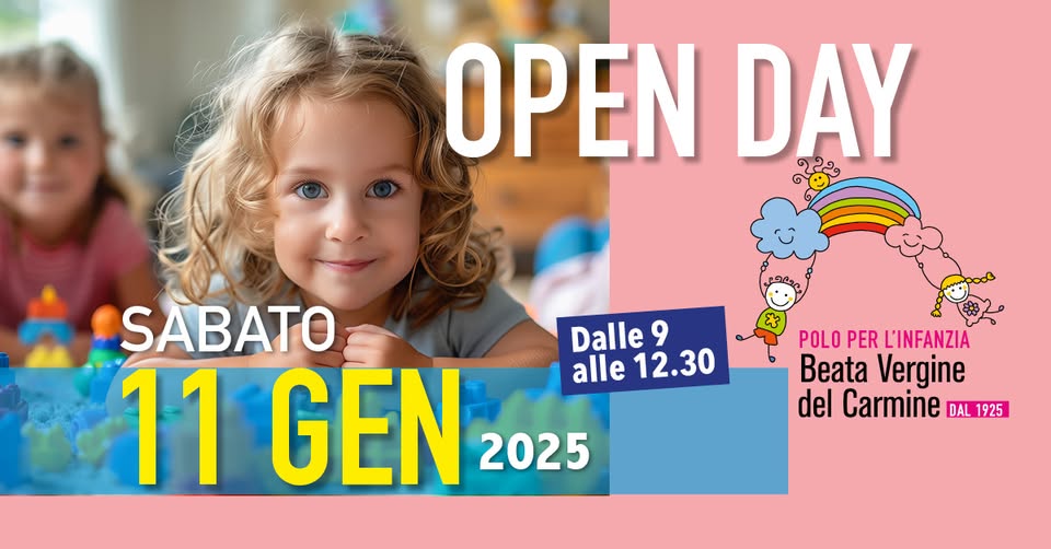 LA SCUOLA PER L’INFANZIA BEATA VERGINE DEL CARMINE RINNOVA L’INVITO A FARSI CONOSCERE: OPEN DAY!!!! 11 GENNAIO 2025